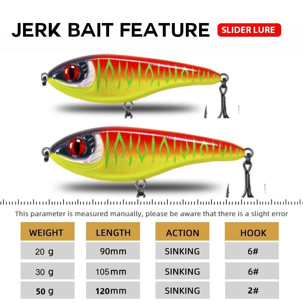 TSUYOKI Musky Jerkbaits Slow Sinking Slider Lures 90mm105mm Loud Sound Crankbaits Westin Lure Jerkbait Fishing for Pike Walleye 241024