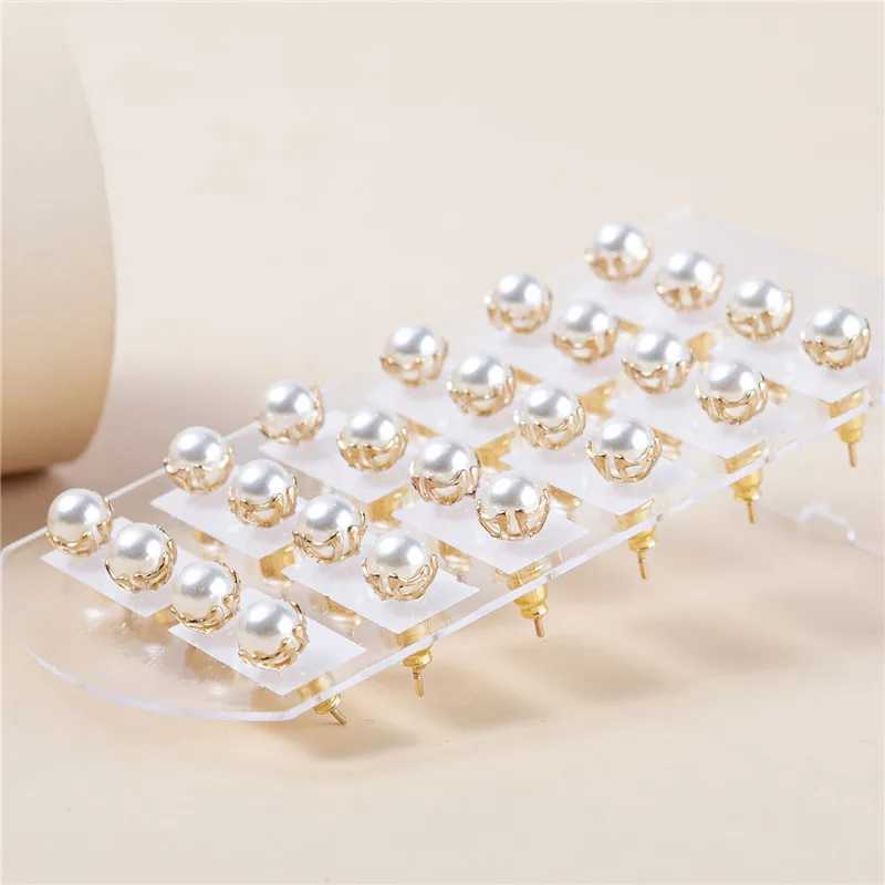 12pairs/bag White Simulated Pearl Earrings Set For Women Jewelry On Ear Round Ball Stud Earrings Jewelry Gifts 7mm 9mm 11mmX241023