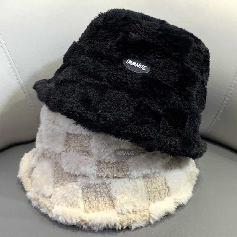 Fashionable velvet fur bucket hat warm and soft in winter plush fisherman Panama hat womens retro leopard Bob Sunbonnet Visors Gorro X241023