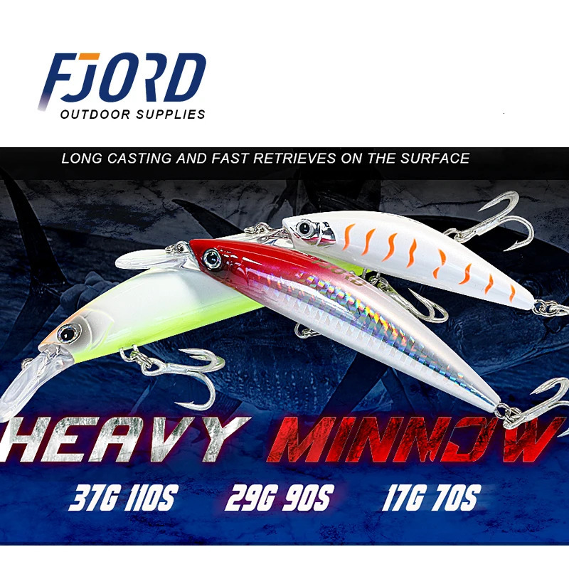 FJORD 110S 37g 90S 29g 70S 17g Heavy Sinking Minnow Fishing Lures Saltwater Freshwater Long Casting Sea Artificial Bait Jerkbait 241024