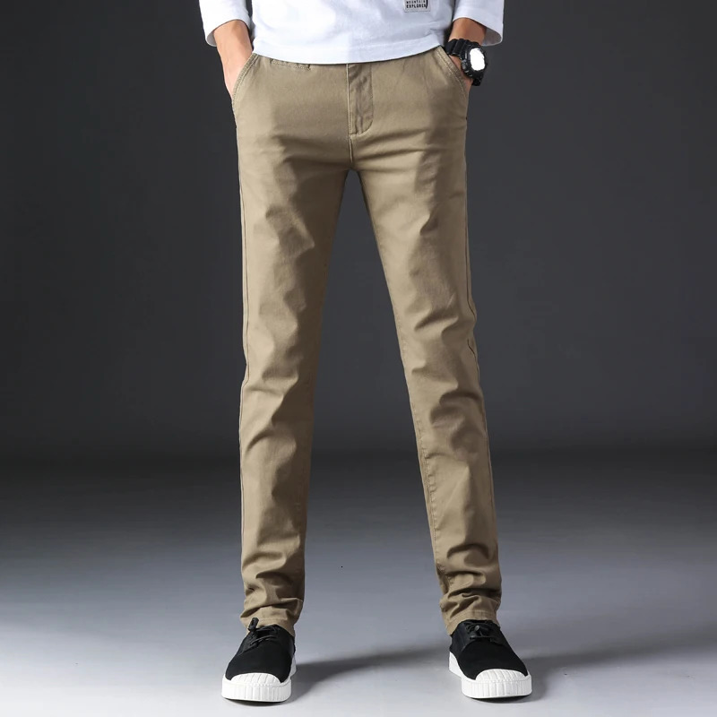 KSTUN Spring/Summer Casual Pants Mens Cotton Slim Fit Chino Fashion Mens Trouser Mens Clothing Basic Mens Pants 241024