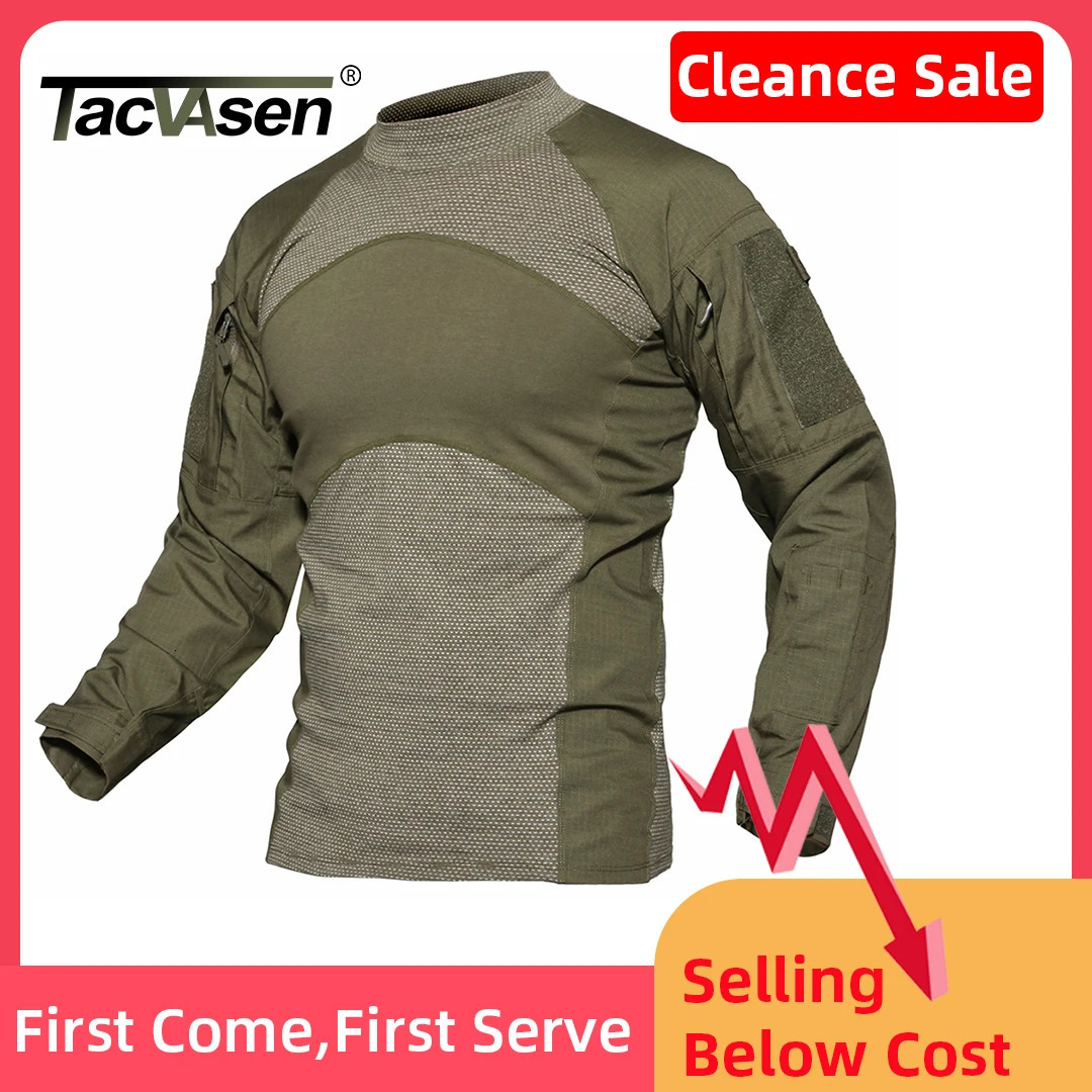 TACVASEN long sleeved work shirt mens outdoor Safari shirt wear-resistant hiking training performance T-shirt 241023