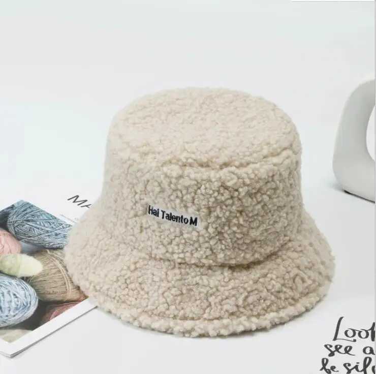 Wens New Versatile Net Red Lamb Hair Fisherman Hat Autumn/Winter Korean Fashion Hat X241023