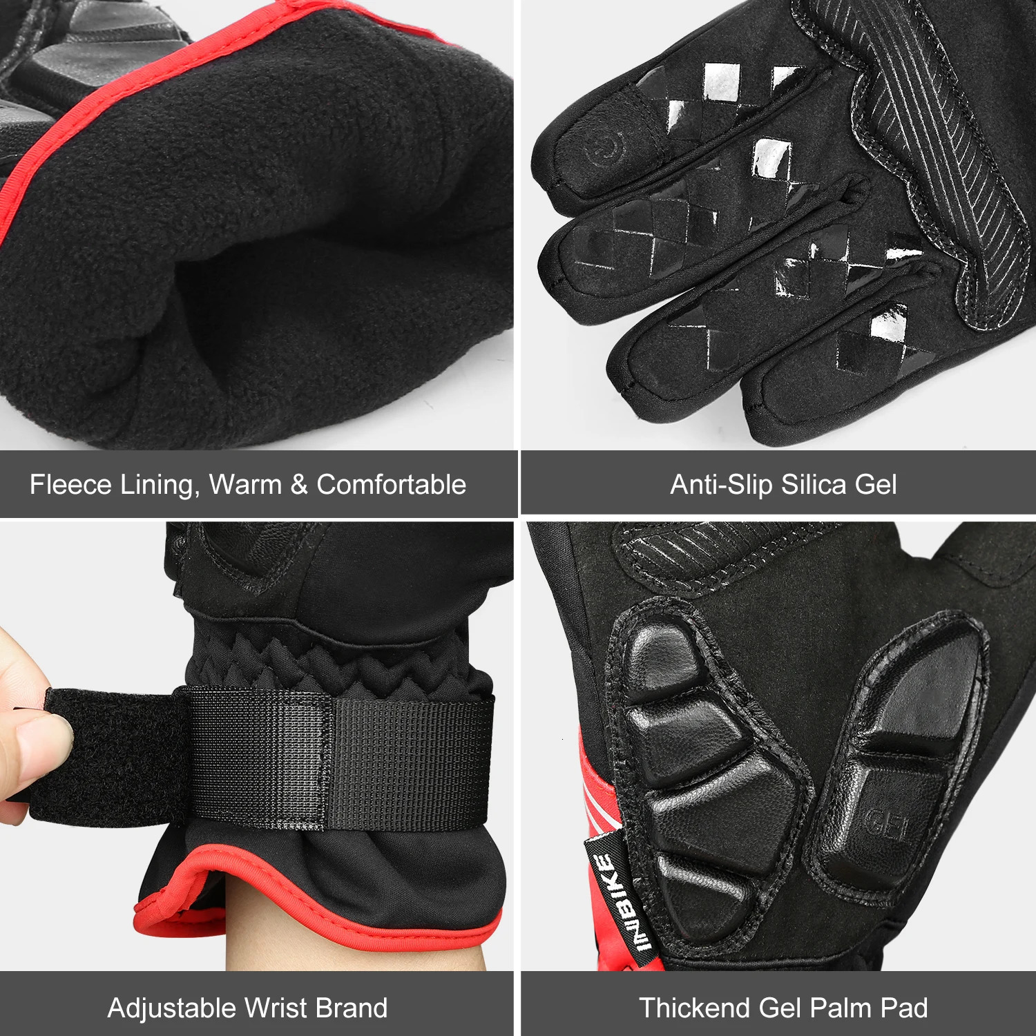 INBIKE Winter Full Finger Cycling Gloves Durable MTB Bicycle forRiding Outdoor Motorcycle Accessories Touch Screen Padded 241024