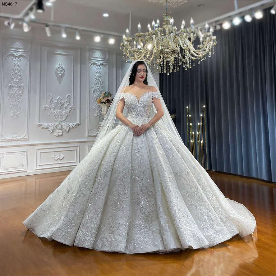 Off The Shoulder Straps Pearls Bridal Dresses