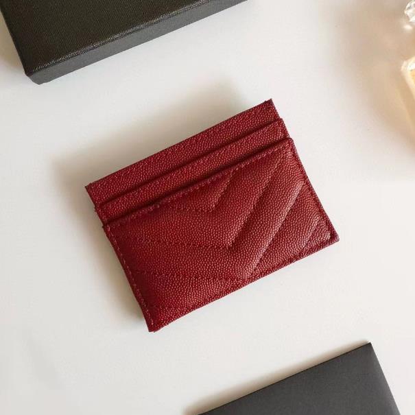 Designer wallet Designer card holder luxury plaid caviar style woman wallet CardHolders pure color genuine leather sheepskin texture men Purse with box