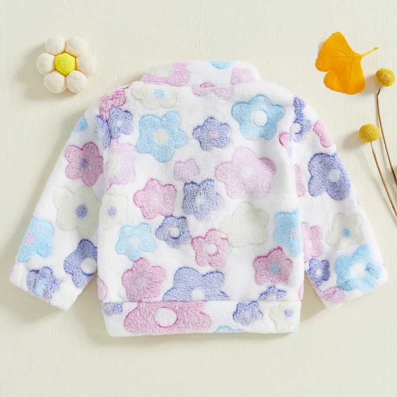 FOCUSNORM 0-4Y wool jacket for young children and girls long sleeved floral print winter warm zipper pull flower wool jacket W241023