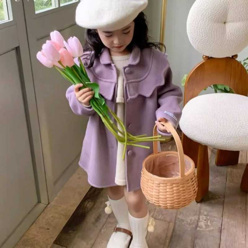 Womens wool coat windbreaker 2023 elegant warm thick winter cotton youth coat childrens clothing W241023