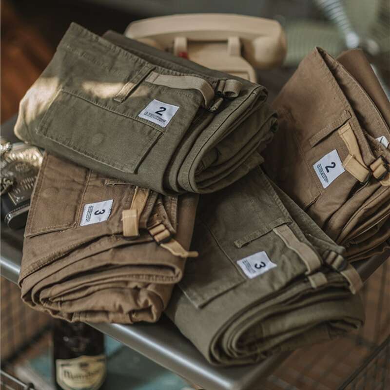 Heavyweight Cotton Camouflage Cargo Pants Loose Straight Men's Casual Trousers Multi Pocket Outdoor Camping Trekking Longs