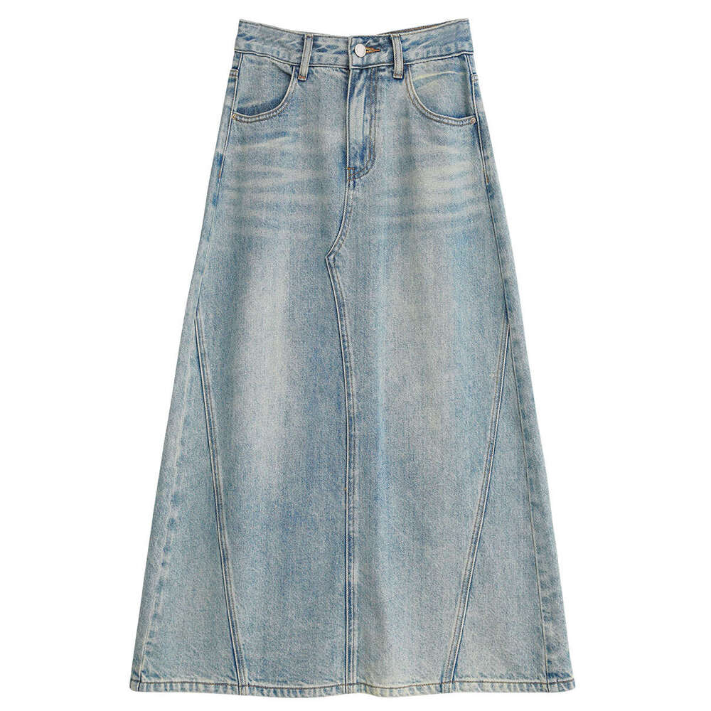CHIC VEN Fashion Women Skirts Blue New Irregular Spliced Denim High Waisted A-E Long Female Skirt Summer 2024