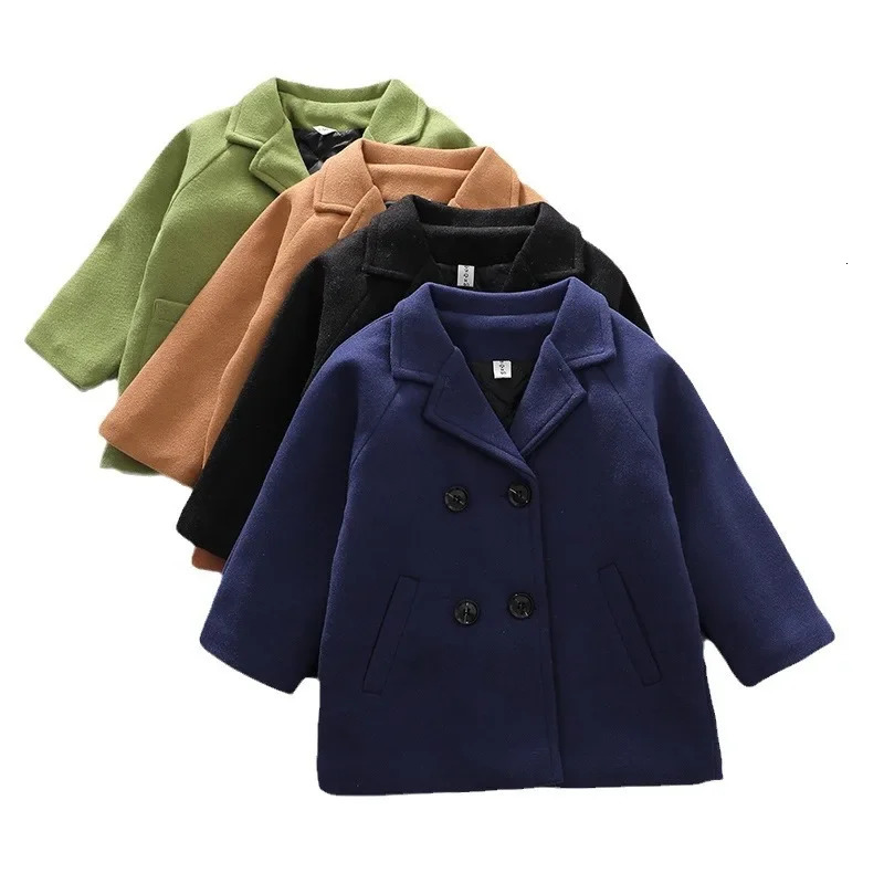 Childrens plain woolen jacket for spring and autumn girls and boys winter jackets for 2 to 6 years boys clothing 241024