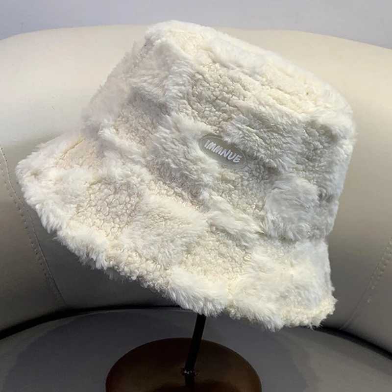 Fashionable velvet fur bucket hat warm and soft in winter plush fisherman Panama hat womens retro leopard Bob Sunbonnet Visors Gorro X241023