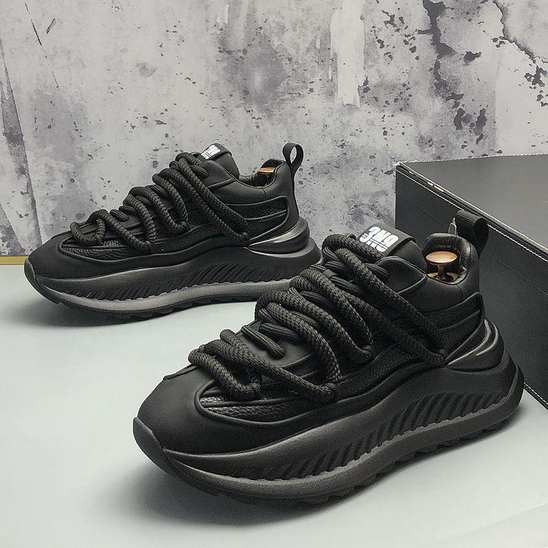 Men's trendy thick soles, new breathable and versatile men's height increasing dad shoes, casual solid color sports shoes