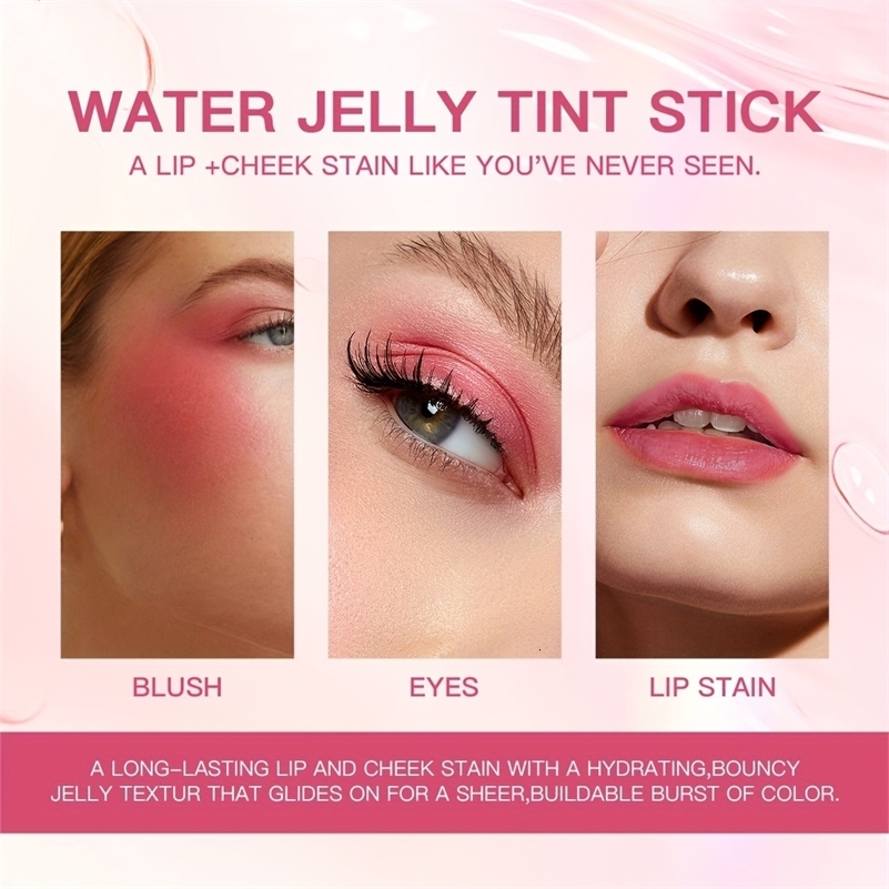 4 Colors Jelly Blush Stick Lip Balm Eyeshadow 3in1 MultiUse Matte Moisturize Brighten Gloss 241008