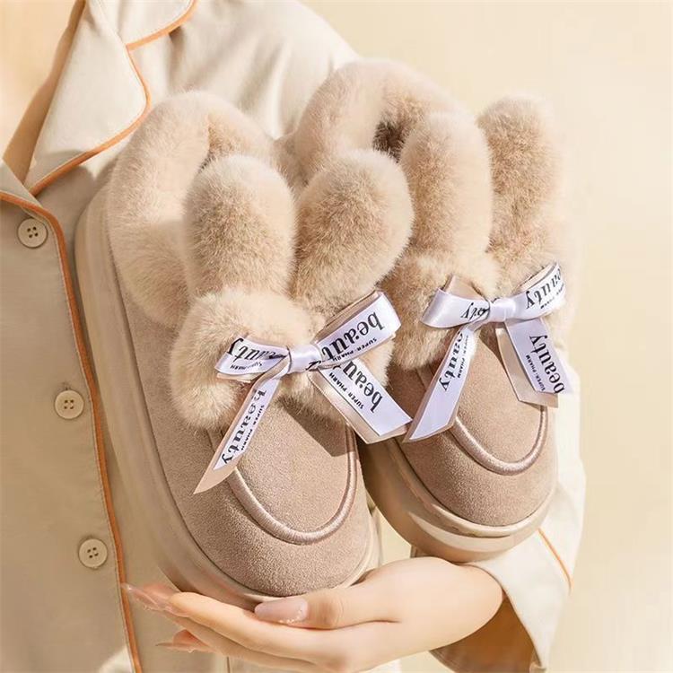 Women's Winter Cotton Slippers | Indoor Outdoor Warm Flat Bottom Cute Style, Brown/Khaki 5c93