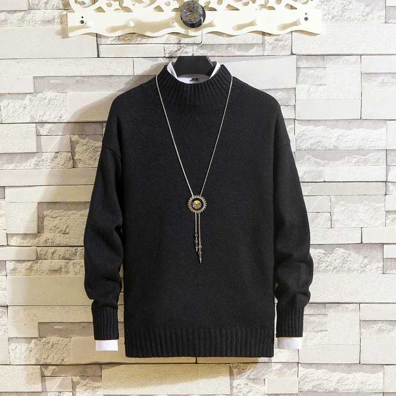 New Mens Sweatwear Half Turtleneck Sweater Autumn Mock Neck Knitwear Sweatshirts Solid Color Pullovers Winter Oversize Tops LX241024