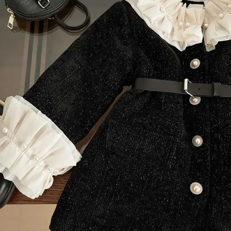Baby girl princess cotton pearl jacket with ruffled edges childrens coat with outer cover warm spring summer winter baby clothing 18M-10Y W241023