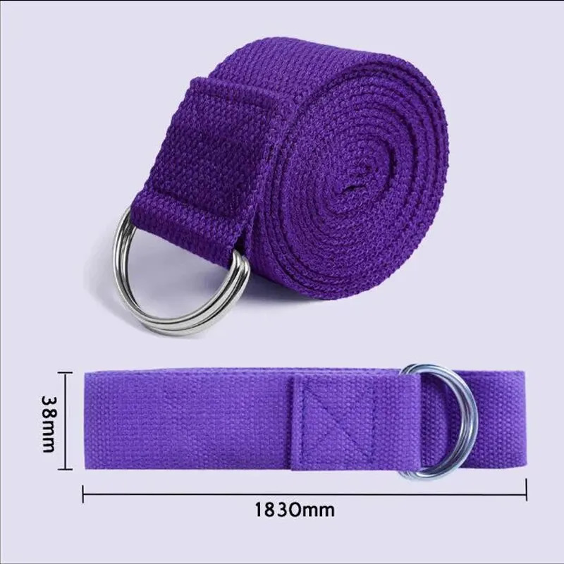 1Pc Yoga Strap For Pilates Ballet Dance With Adjustable DRing Buckle Cotton Belt Fitness Daily y241024