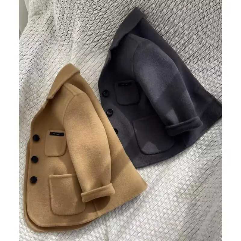 Mens wool coat jacket thickened 2024 blue warm velvet winter autumn cotton high Qu childrens clothing W241023