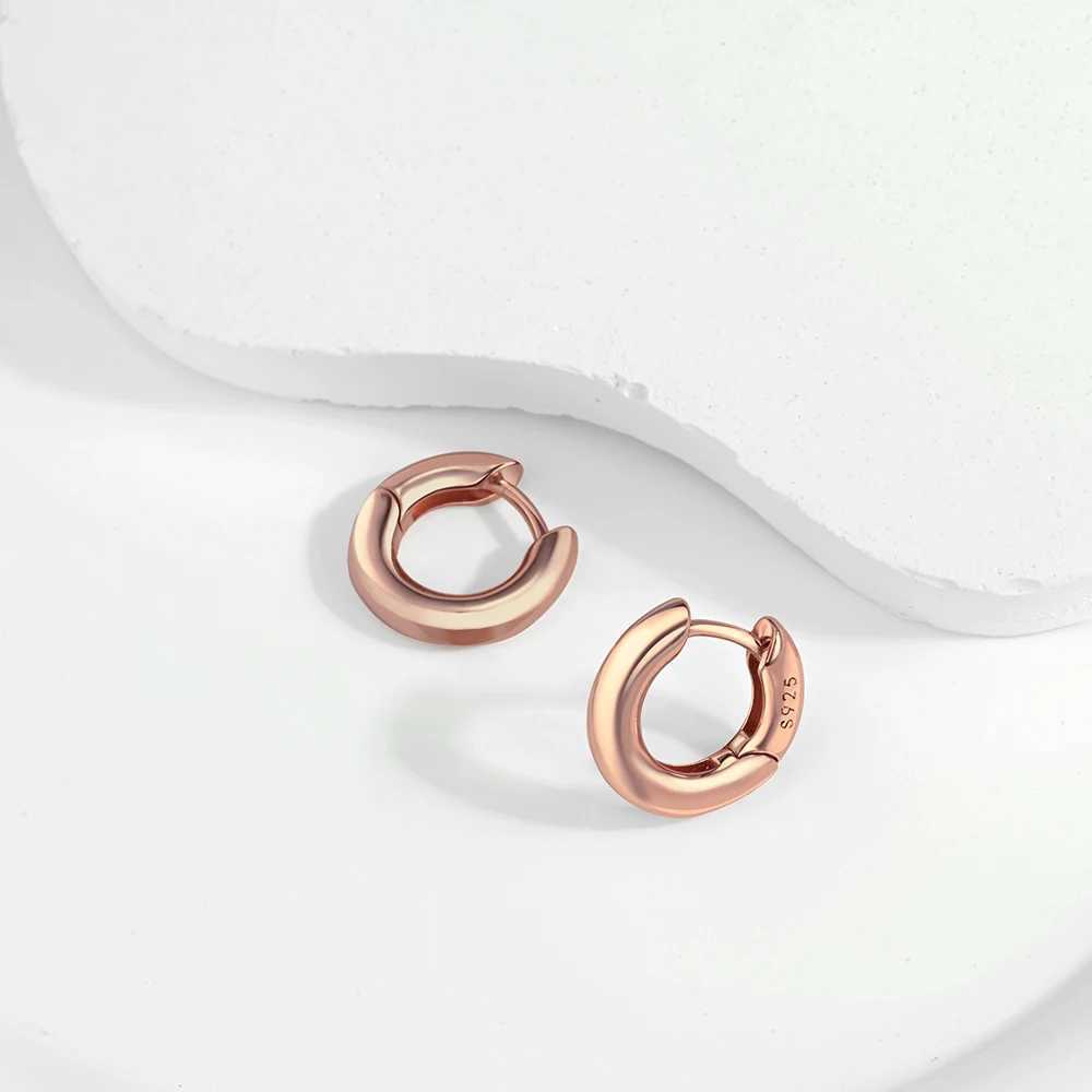 Rose gold original 925 silver round hoop earrings sparkling zircon white pearl colored geometric earrings womens jewelry gifts W241023