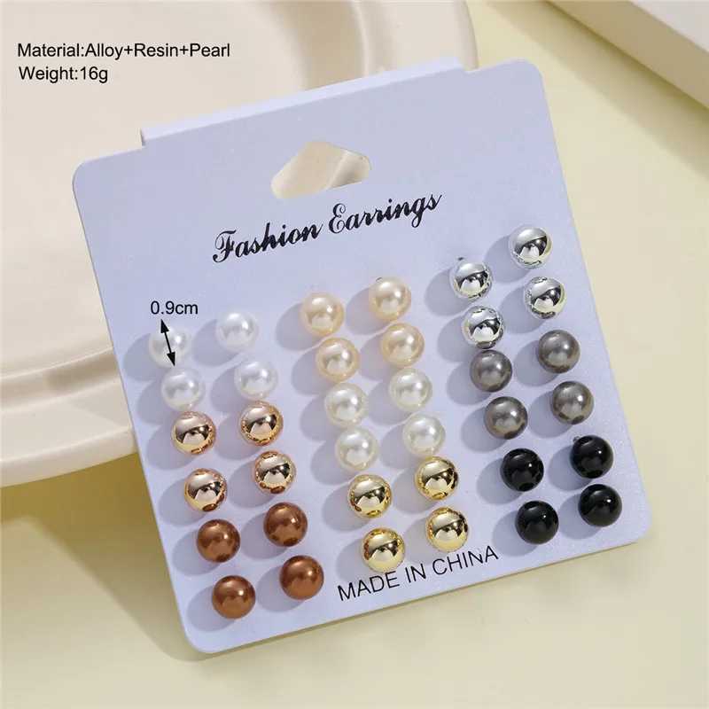 18 pairs/set of womens pearl earrings set 2024 new color stud earrings womens jewelry gift W241023