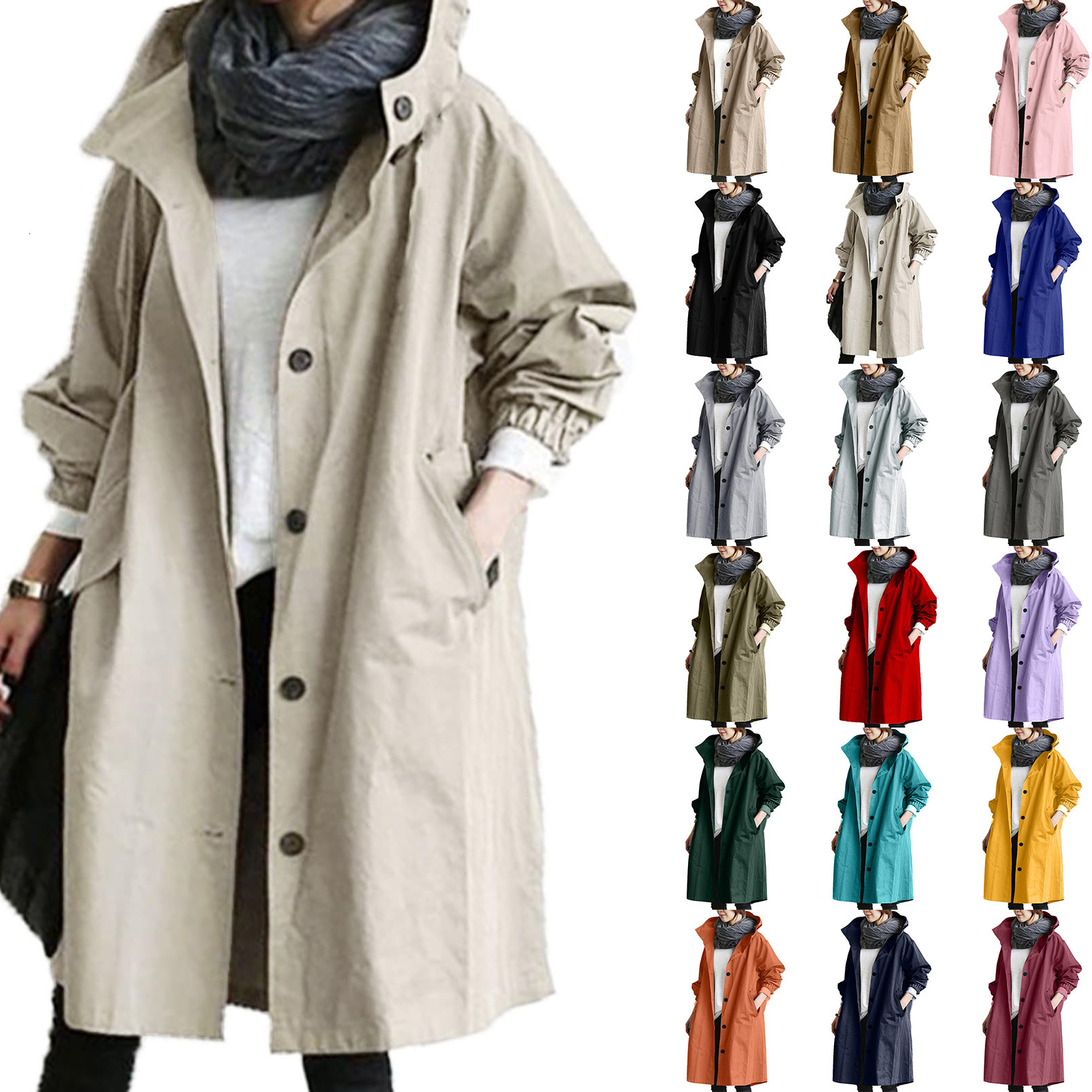 autumn casual style trench coat for women medium to long short 2024 temperament waist cinching 18 color size 8 long sleeved jacket