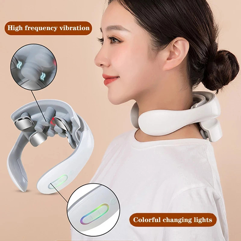 Smart Neck Massager Low Frequency Pulse Cervical Electric Massagers Relaxation Physiotherapy Compress Vibration Massage 241024