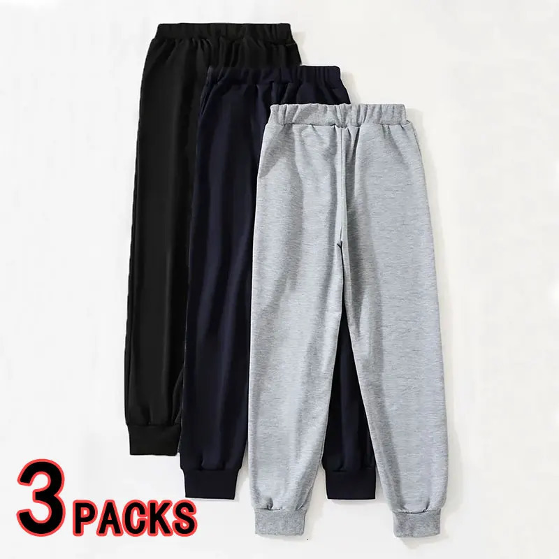 3 pairs of boys pants autumn and winter rabbit pants gray black navy blue solid color all beautiful boys sweatpants childrens pants studs 241024