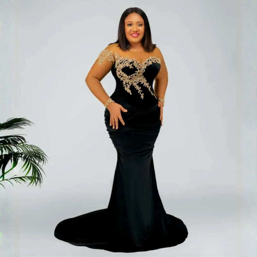 Size Plus Aso Ebi Prom Mermaid Lace Promdress Evening Dresses Elegant Formal Dress For Special Ocns Engagement Gowns Second Reception Gala Gown St