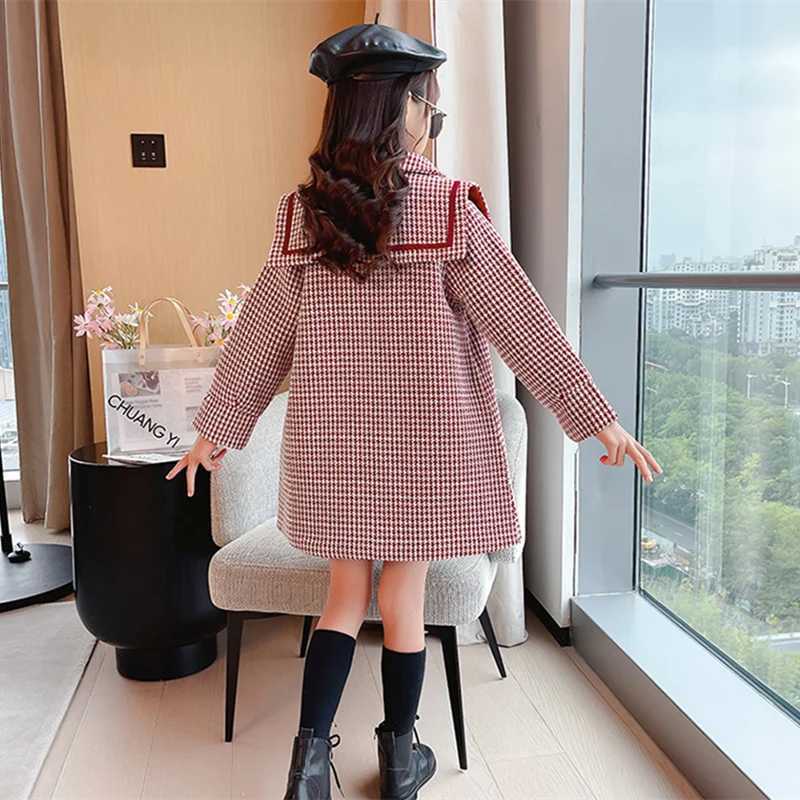 Girls wool coat jacket cotton coat 2021 new thick velvet winter autumn youth school childrens clothing W241023