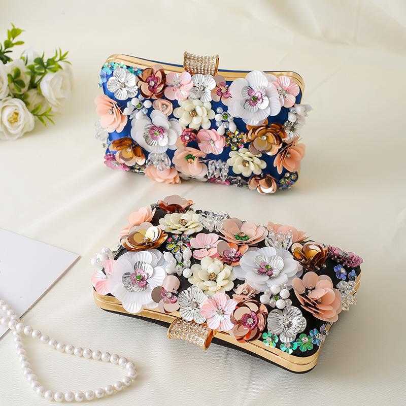 CMM New Evening Bag Handmade Flower Handbag Party Womens Handbag Evening Dress Bag Bead Embroidery Bag