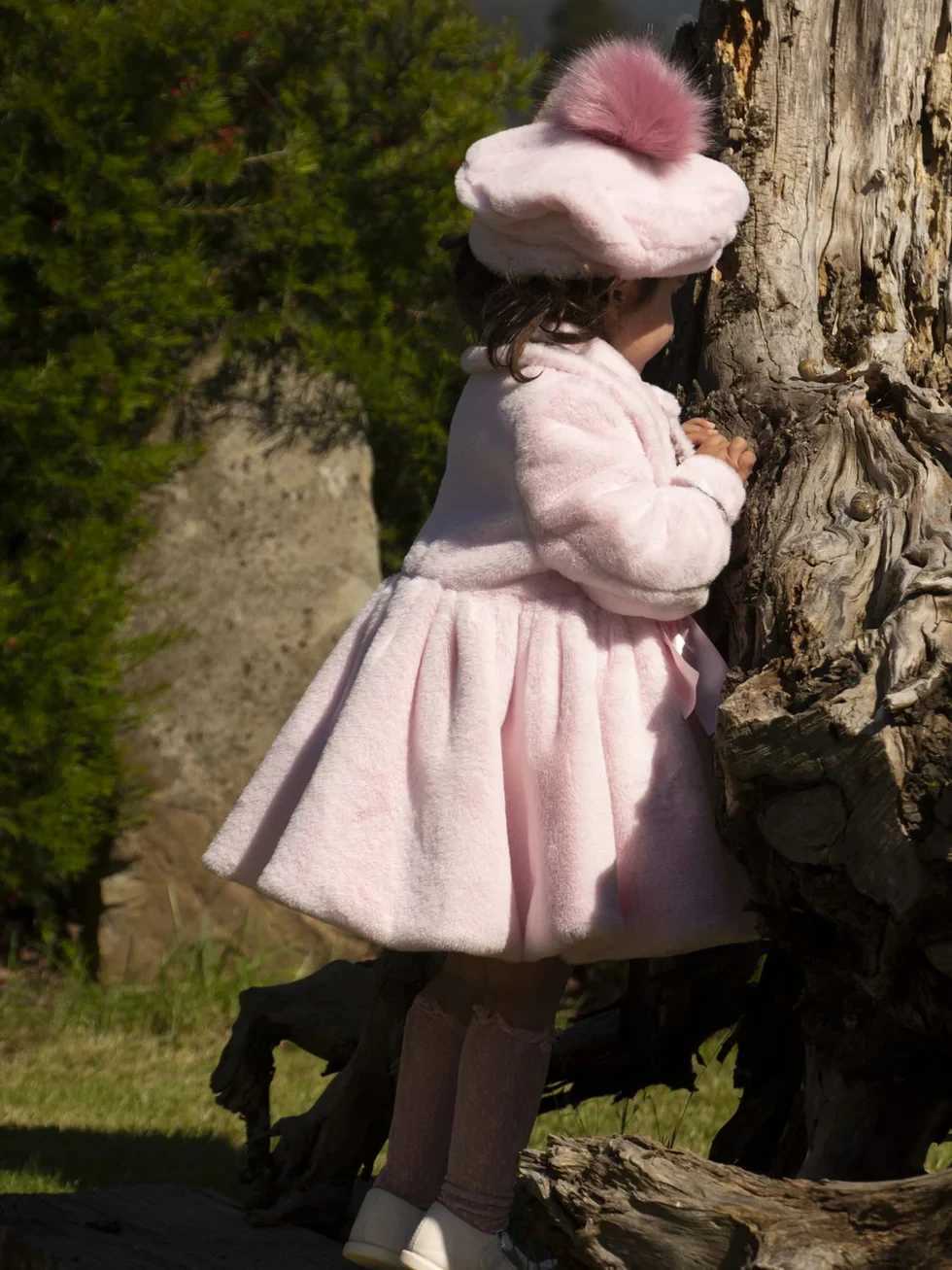 1-12Y Baby Girl Autumn Winter Pink Palace British Spanish Princess Wool Coat Leisure Holiday Par Christmas W241023
