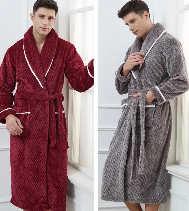 Ultra thin 4XL winter flannel long couple robe thick coral fleece bathroom gown pajamas loose HomeWear casual terrace 241023