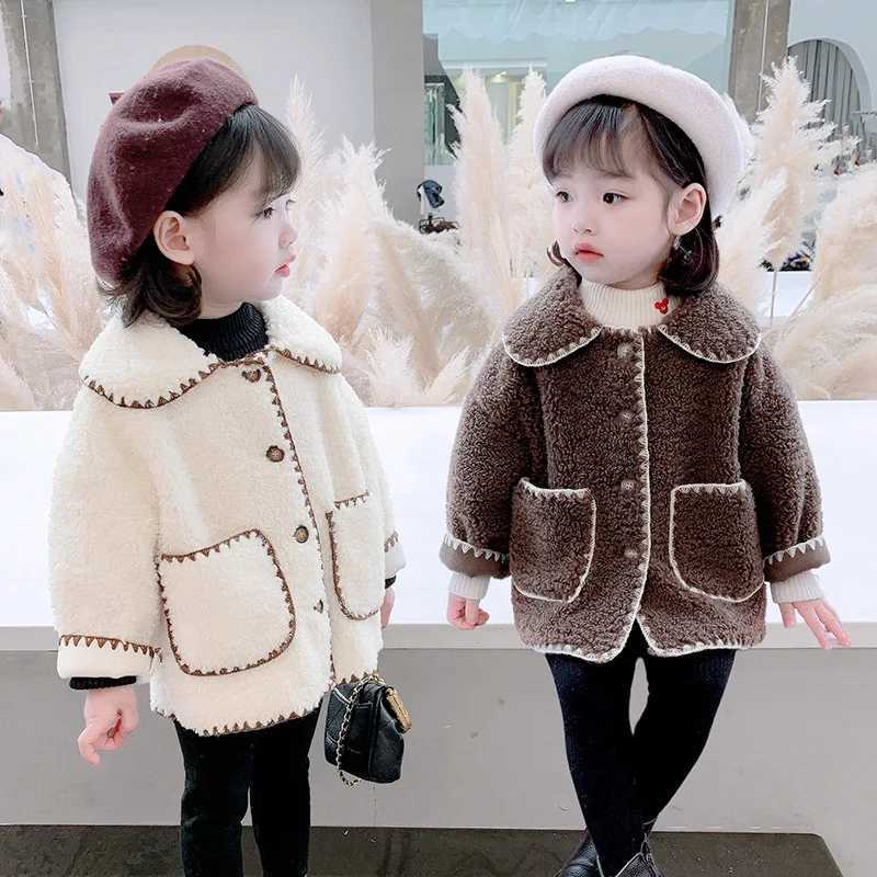 Girls Fashion Coat Winter Baby Long Sleeve Lambswool Jacket Warm Childrens Snow Coat Childrens Coat 1-7T W241023