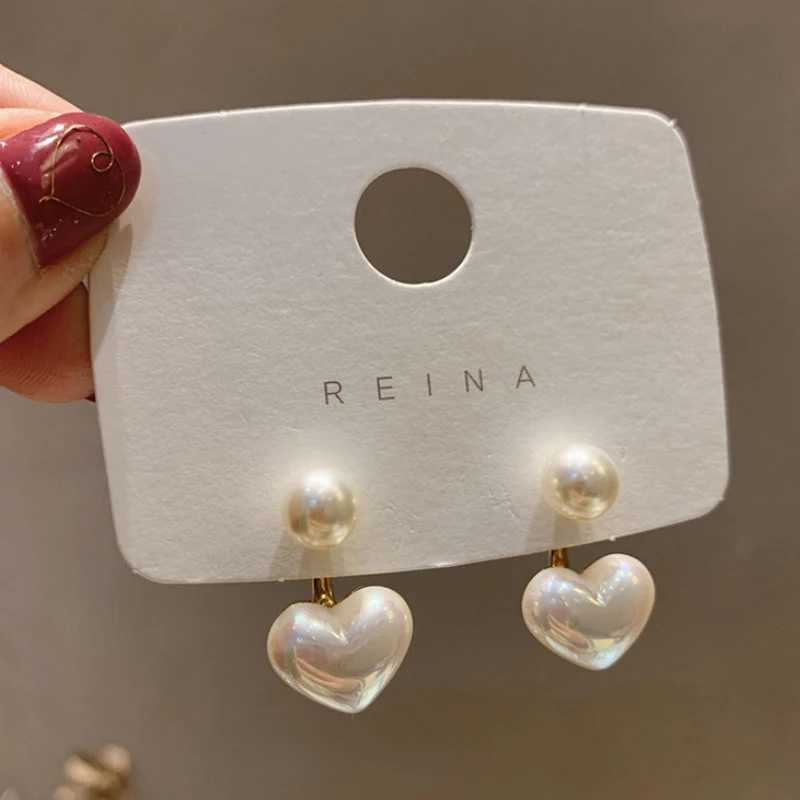 New Fashion Accessories Heart shaped Pearl Earrings Joker Sweet Elegant Temperment Womens Pendant Earrings W241023