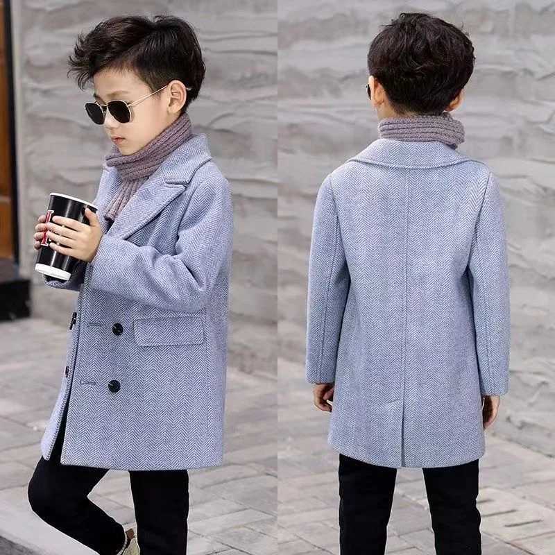 Boys wool coat jacket windproof 2024 inventory warm and thick autumn and winter cotton Christmas gift childrens clothing W241023