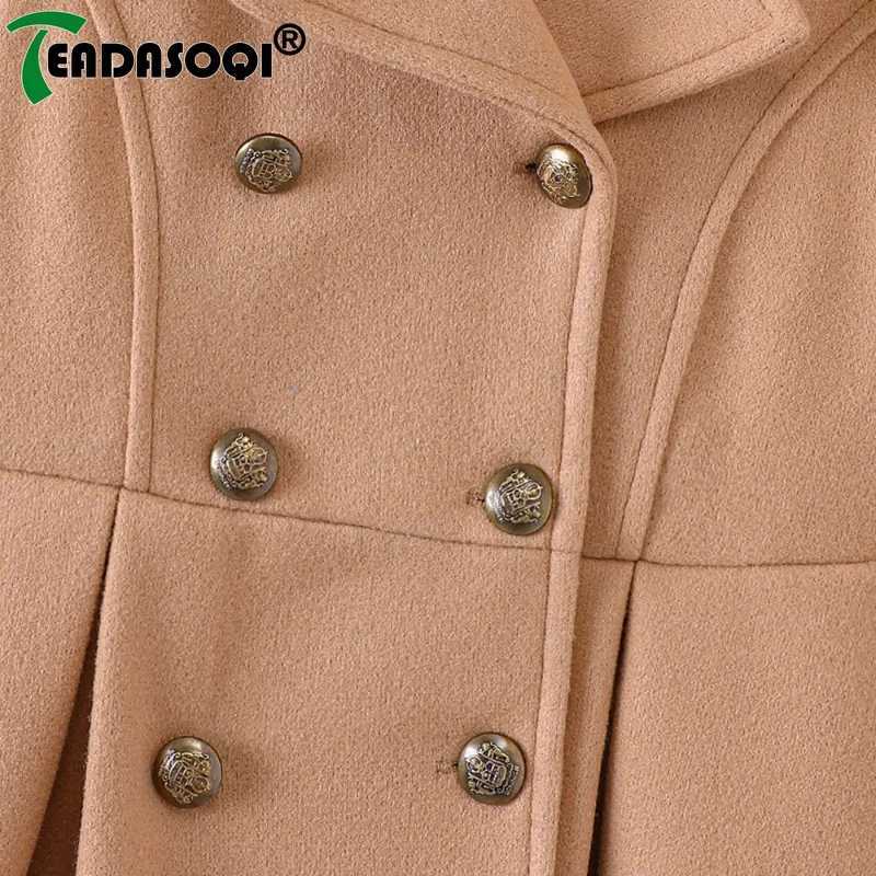 Casual wool coat jacket 5-10Y winter girls clothing long sleeved lapel double-layer childrens wool coat girls clothing W241023