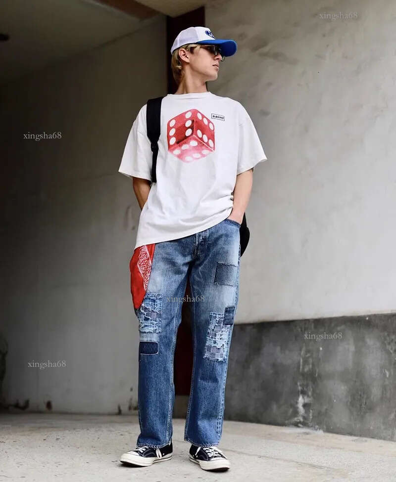 Mens TShirts Saint Michael Summer Casual Oversized Cotton Tshirts for Men Letter Printed Round Neck Vintage High Street T Shirt Clothing 230710