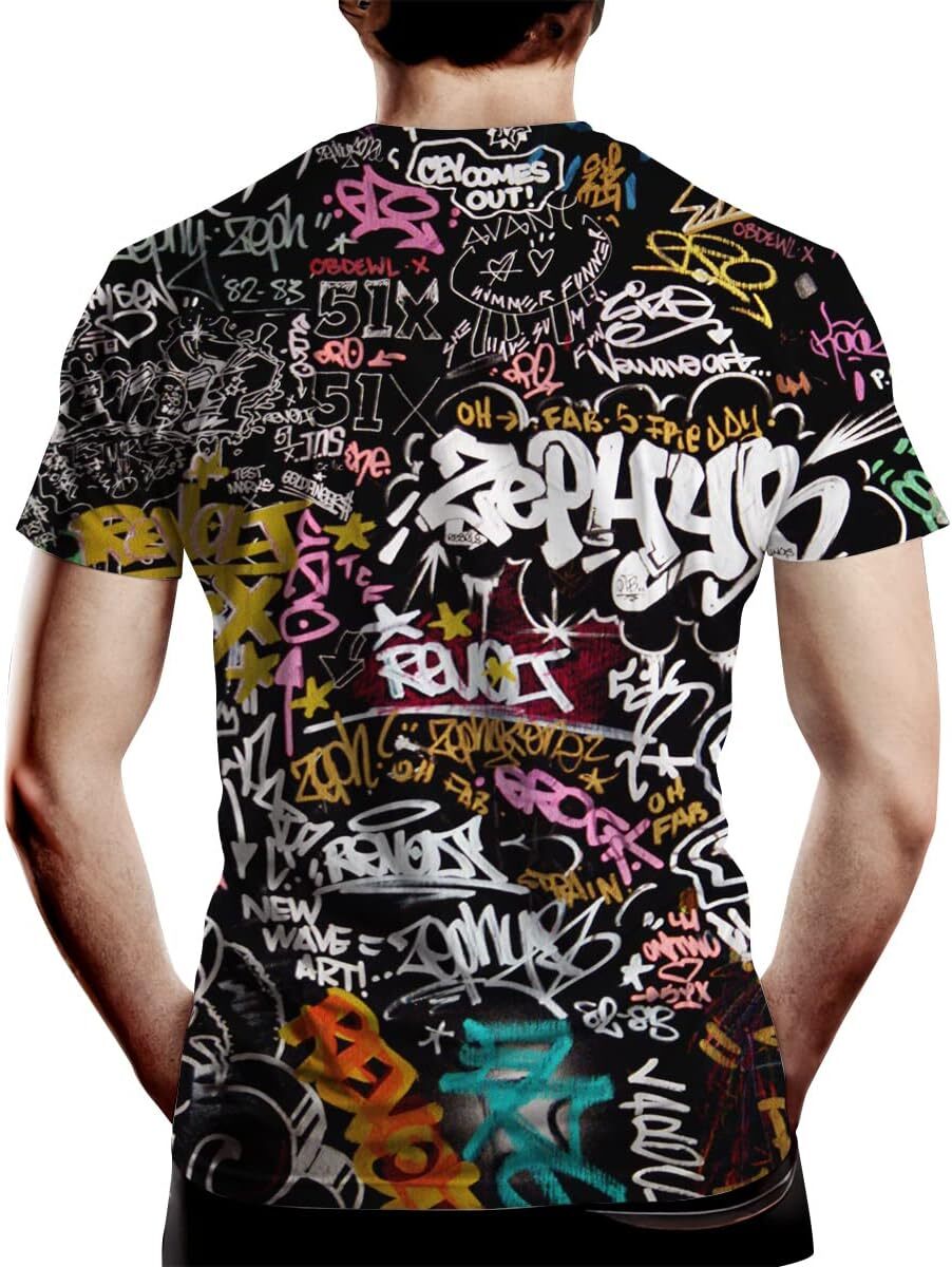 Mens T shirt Men's Graffiti Print Creative Novelty 3D Graphic T Shirt tee Casual tops summer clothes breathable