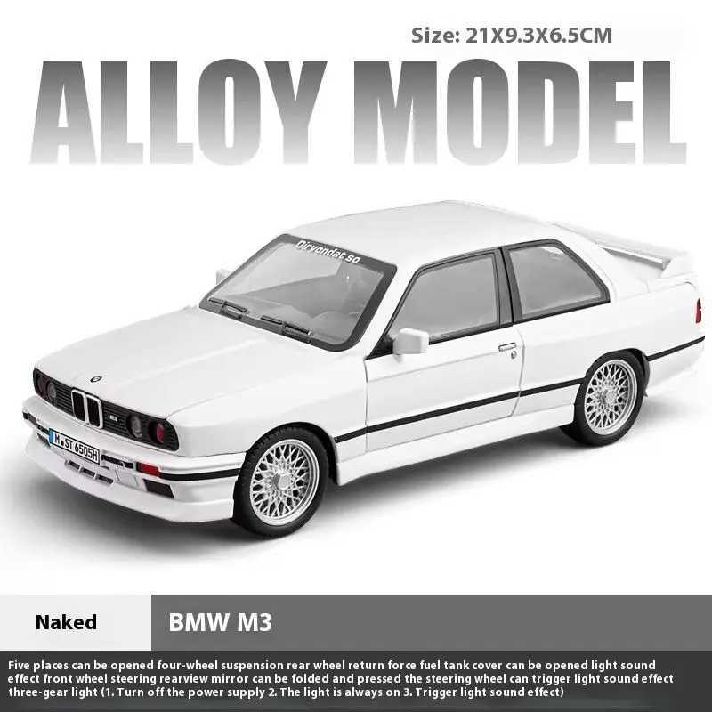 1 24 BMW M3 E30 1988 Super Car Alloy Model Car Toy Die Casting Metal Sound and Light Car Toy X250402
