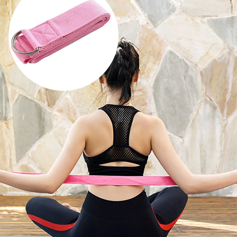 180cm Fitness Yoga Strap Durable Cotton Resistance Band Exercise Straps Adjustable Dring Belt Buckle Training Waist Leg Pilates 241024