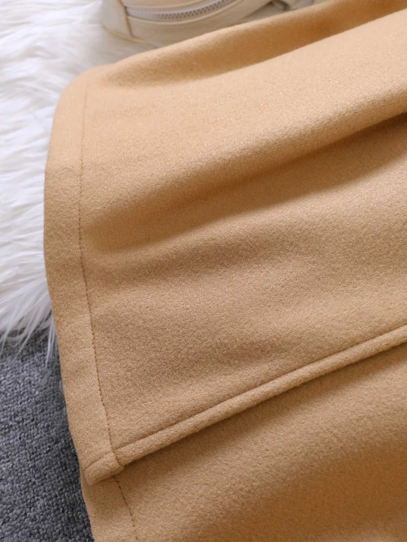 Girls autumn and winter new item womens sled solid color fur collar wool coat long sled W241023