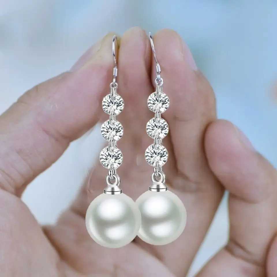 Womens Jewelry Womens Decoration Pearl Drop Earrings Bridal Wedding Engagement Earrings Birthday Anniversary Gift Jewelry W241023