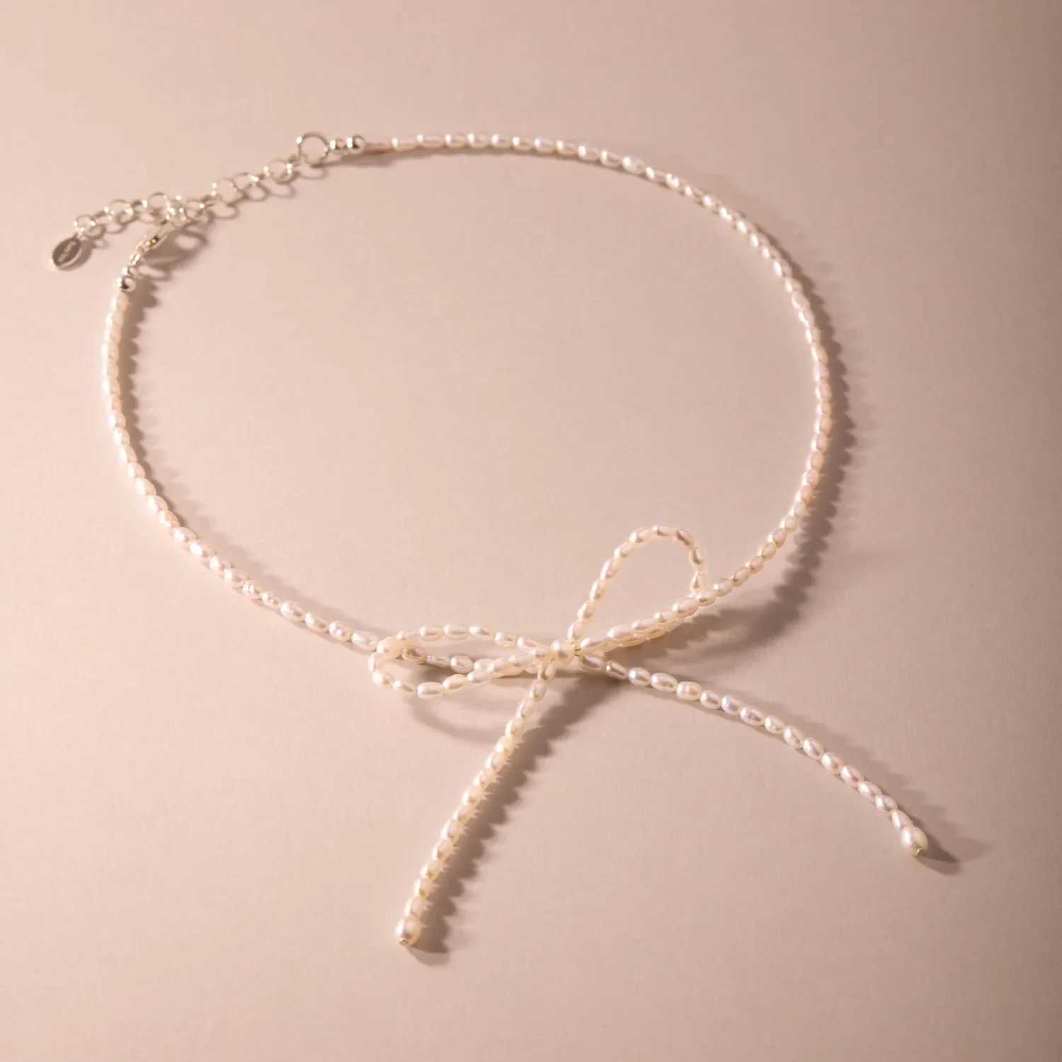 New imitation pearl earrings necklace tassel style bow pendant necklace trend necklace Y2K jewelry W241023