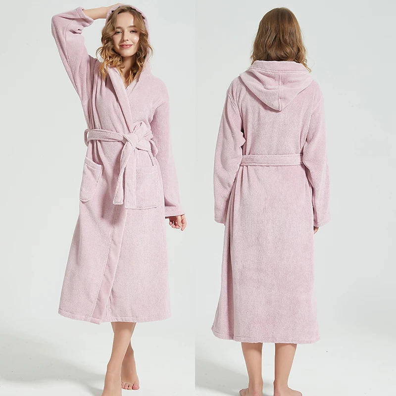 Mens bathroom hooded 100% pure cotton thick warm towel wool cotton dress long bathrobe el spa soft bridesmaid dress 241023
