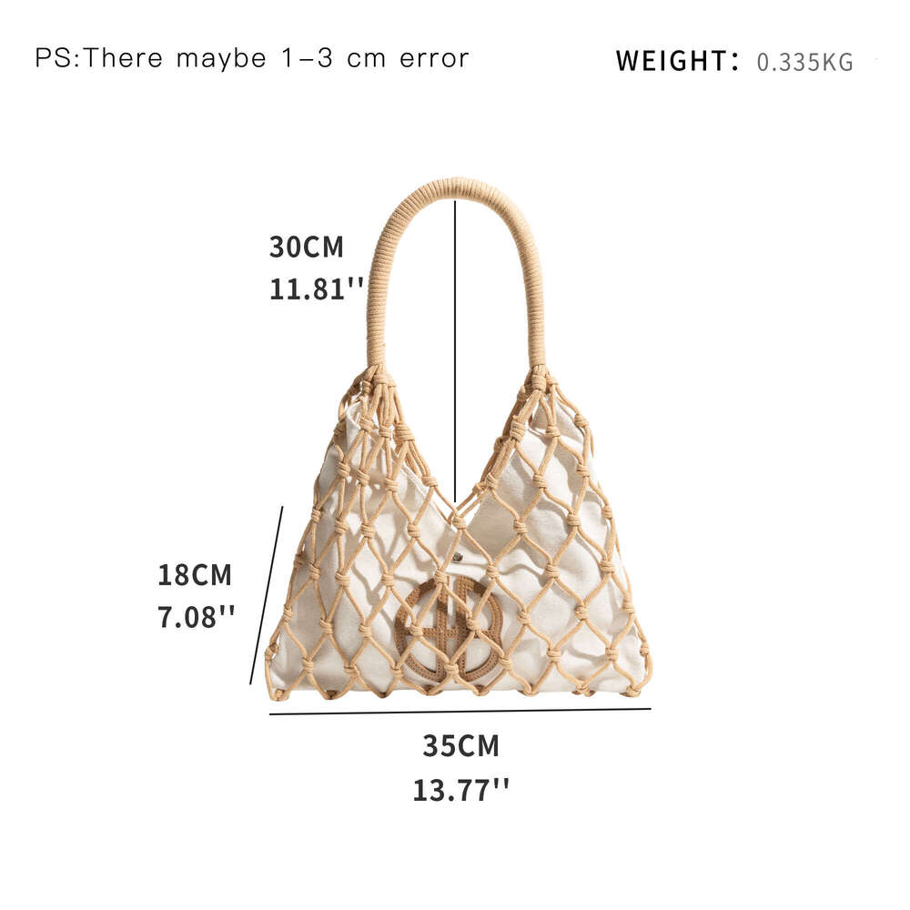 Designer Bag MABULA Cotton Rope Knit Summer Fishing Net Bag for Women Woven Aesthetic Hollow Macarme Beach Purse Travel Handbag Shopping tote bag purs