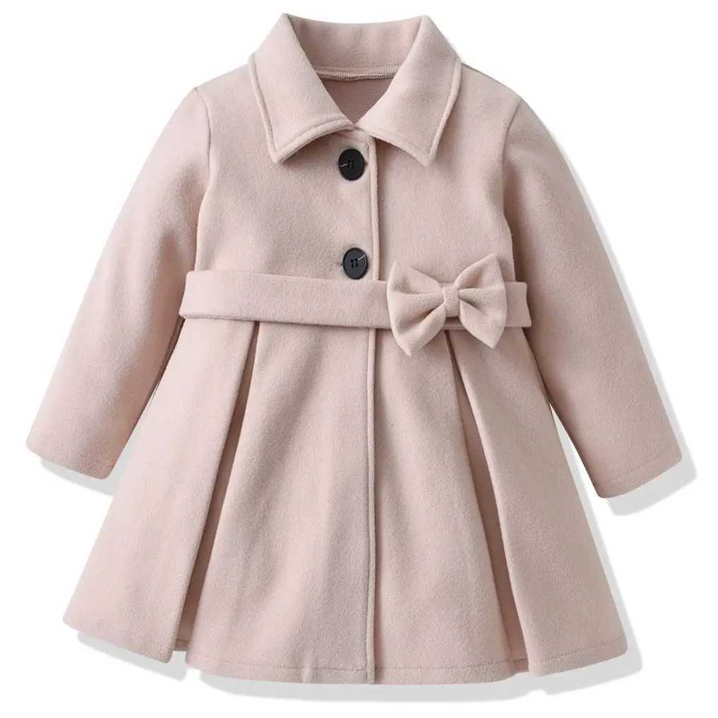 New womens wool jacket childrens winter jacket childrens jacket spring and summer medium to long windproof clothing 2-6 years W241023