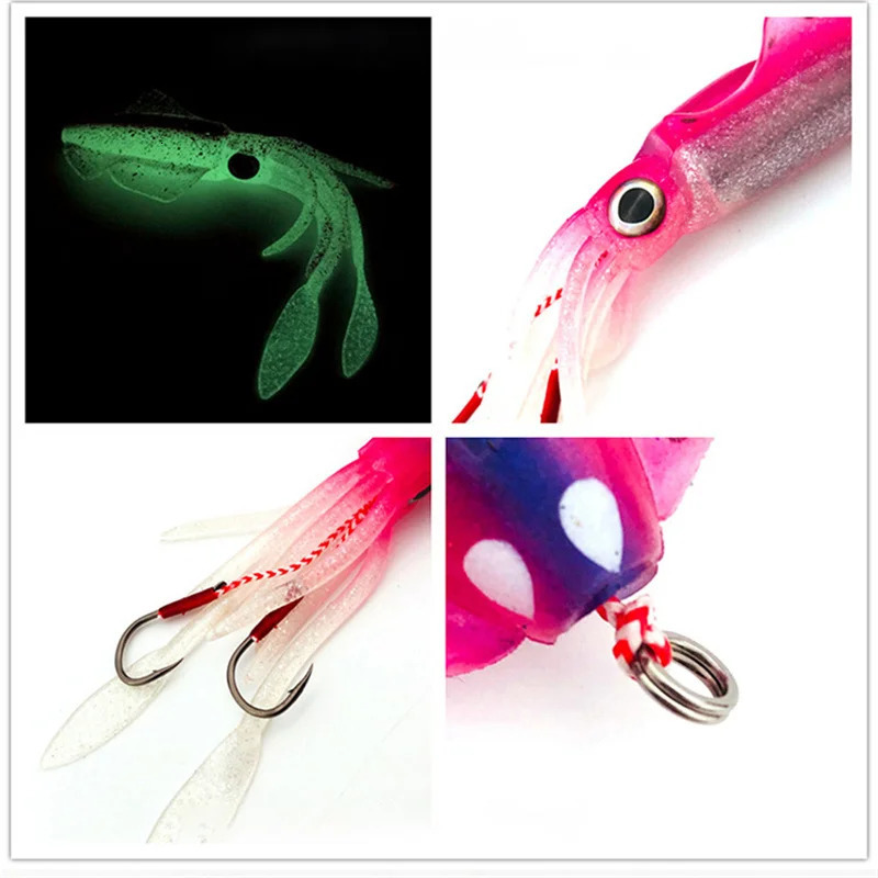 1PCS 60G Octopus Head Jigs 15cm for Boat Fishing Deep Sea Squid Biomimetic Soft Baits Accessories Equipment 241024