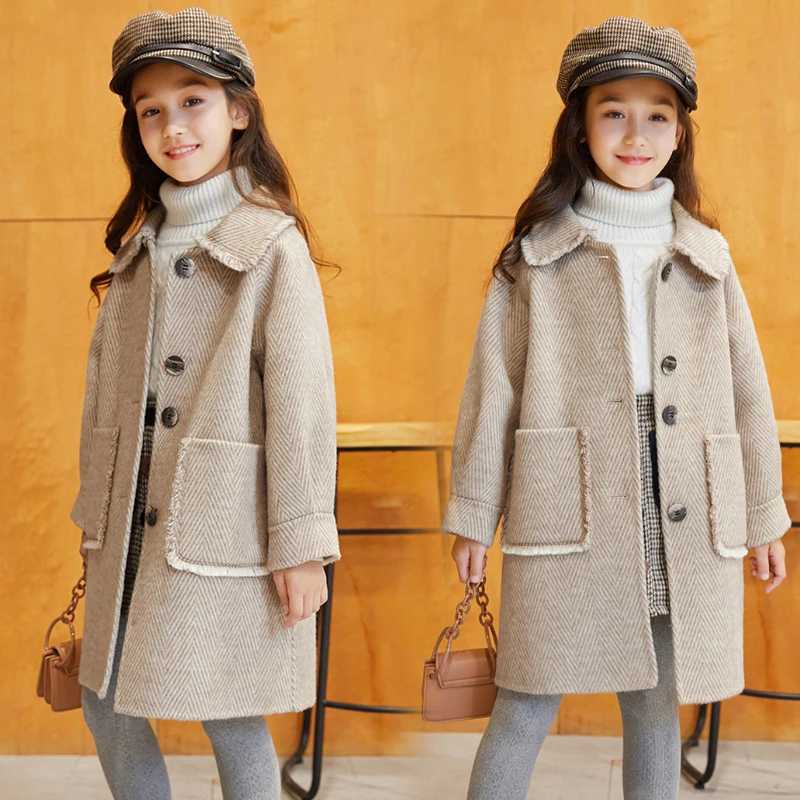 Spring and autumn jackets for girls aged 3 to 14 childrens clothing Korean thick wool coat full coat childrens fashion coat W241023