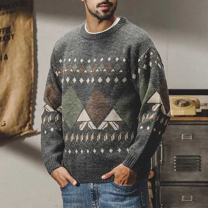 Streetwear Vintage Mens Sweaters O Neck Long Sleeve Knitting Pullovers Men Autumn Ethnic Style Crochet Knit Sweater Jumper Tops LX241024